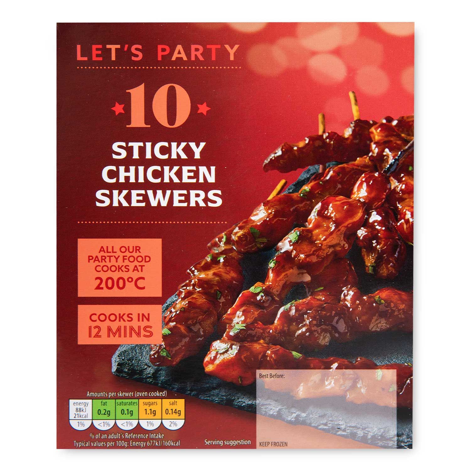 Sticky Chicken Skewers 180g 10 Pack Let's Party